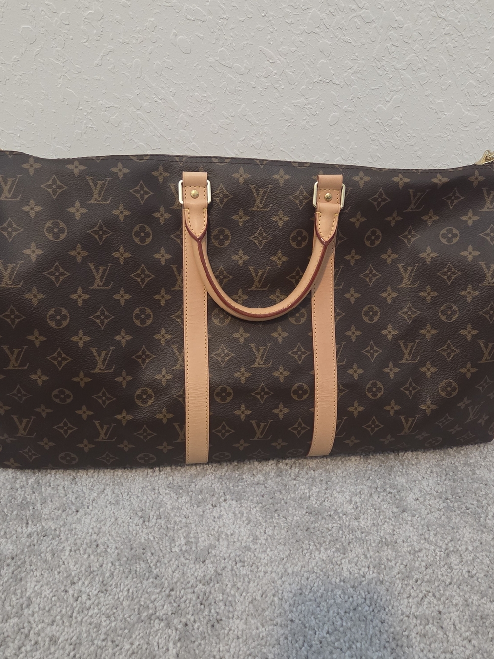Louis Vuitton Monogram Keepall 55 Canvas Brown & Vachetta Travel Duffle